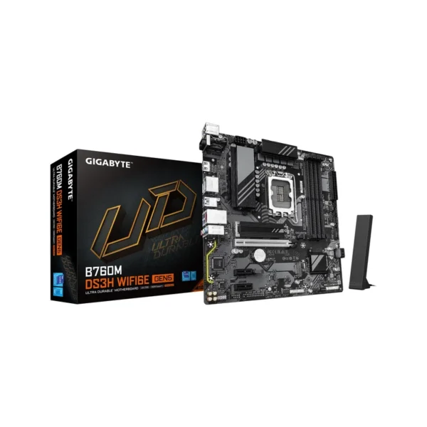 GIGABYTE B760M DS3H WIFI6E GEN5 Motherboard - Supports Intel Core 14th Gen CPUs, 6+2+1 Phases Digital VRM, up to 5600MHz DDR5, 2xPCIe 4.0 M.2, Wi-Fi 6E, 2.5GbE LAN, USB 3.2 Gen2