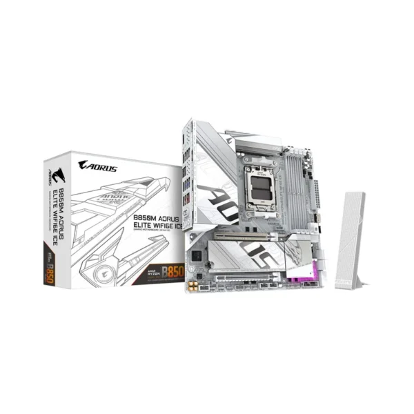 GIGABYTE B850M AORUS ELITE WIFI6E ICE Motherboard- AMD Ryzen 9000 Series CPUs