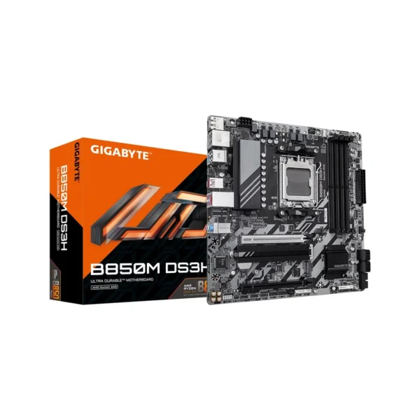 GIGABYTE B850M DS3H Motherboard - AMD Ryzen 9000 Series CPUs, 16+2+2 Phases Digital VRM, up to 8200MHz DDR5 (OC), 1xPCIe 5.0 + 1xPCIe 4.0 M.2, 2.5 LAN, USB 3.2 Gen 2