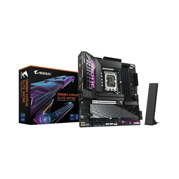GIGABYTE B860M AORUS ELITE WIFI6E Motherboard - Intel Core Ultra Series CPUs, 12+1+2+1 Phases VRM, up to 9200MHz DDR5, 1xPCIe 5.0 + 2xPCIe 4.0 M.2, 2.5GbE LAN, WIFI 6E, Thunderbolt