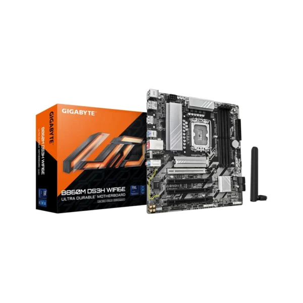 GIGABYTE B860M DS3H WIFI6E Motherboard - Intel Core Ultra Series CPUs, 5+1+2+1 Phases VRM, up to 9066MHz DDR5, 1xPCIe 5.0 + 1xPCIe 4.0 M.2, 2.5GbE LAN, WIFI 6E, USB 3.2 Gen 2
