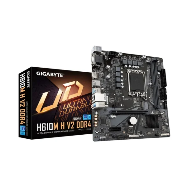 GIGABYTE H610M H V2 DDR4 Motherboard - Supports Intel Core 14th CPUs, 6+1+1 Hybrid Digital VRM, up to 3200MHz DDR4 (OC), 1xPCIe 3.0 M.2, GbE LAN, USB 3.2 Gen 1