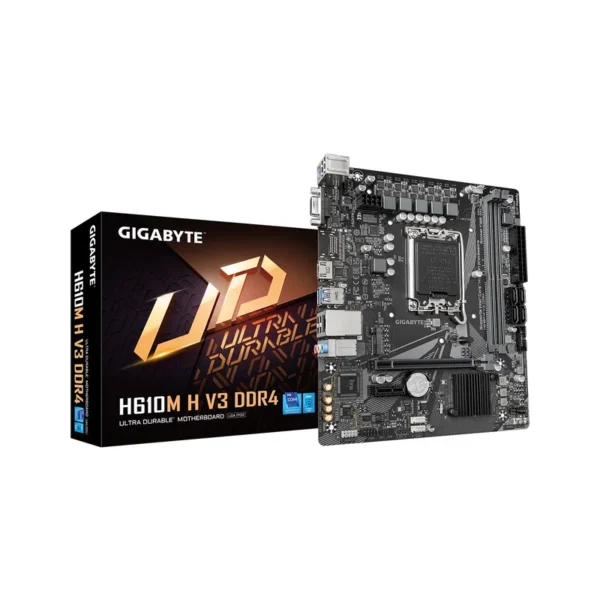 GIGABYTE H610M H V3 DDR4 Motherboard - Supports Intel Core 14th CPUs, 4+1+1 Hybrid Phases Digital VRM, up to 3200MHz DDR4, 1xPCIe 3.0 M.2, GbE LAN, USB 3.2 Gen 1