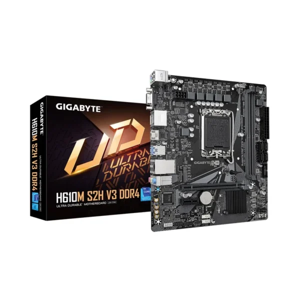 Gigabyte H610M S2H V3 DDR4 Motherboard - Supports Intel Core 14th CPUs, 4+1+1 Hybrid Digital VRM, up to 3200MHz DDR4, 1xPCIe 3.0 M.2, GbE LAN , USB 3.2 Gen 1