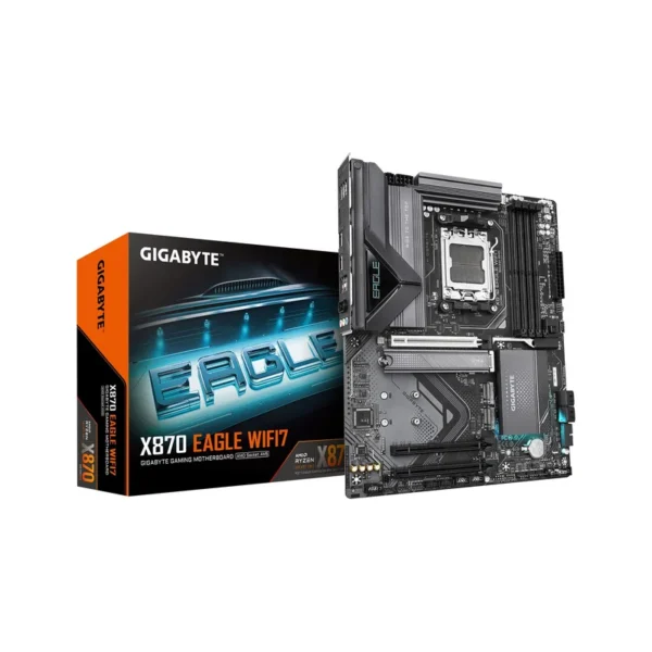 GIGABYTE X870 EAGLE WIFI7 Motherboard - Supports AMD Ryzen 9000 CPUs, 14+2+2 phases VRM, up to 8000MHz DDR5 (OC), 1xPCIe 5.0 + 2xPCIe 4.0, Wi-Fi 7, 2.5GbE LAN, USB 4