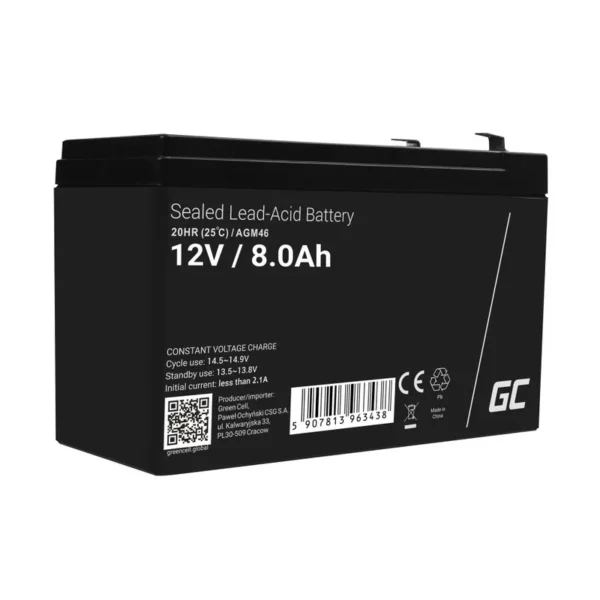Green Cell AGM46 industrial rechargeable battery Sealed Lead Acid (VRLA) 8000 mAh 12 V