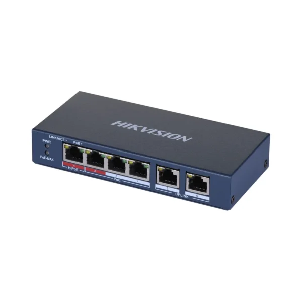 Hikvision DS-3E0106HP-E Network Links Unmanaged Fast Ethernet (10/100) PoE Support Blue