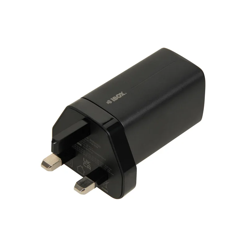 iBOX C-65 Black, GaN 65W universal charger UK plug