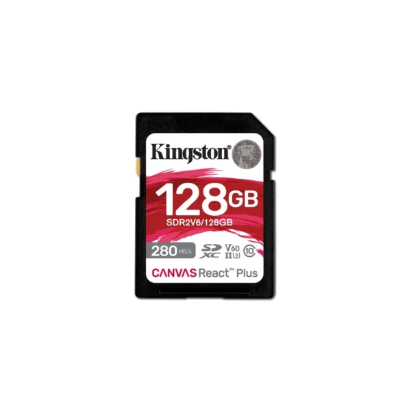 Kingston Technology 128GB Canvas React Plus SDXC UHS-II 280R/100W U3 V60 for Full HD/4K