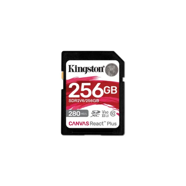 Kingston Technology 256GB Canvas React Plus SDXC UHS-II 280R/150W U3 V60 for Full HD/4K