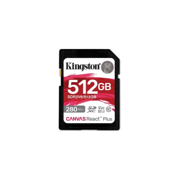 Kingston Technology 512GB Canvas React Plus SDXC UHS-II 280R/150W U3 V60 for Full HD/4K
