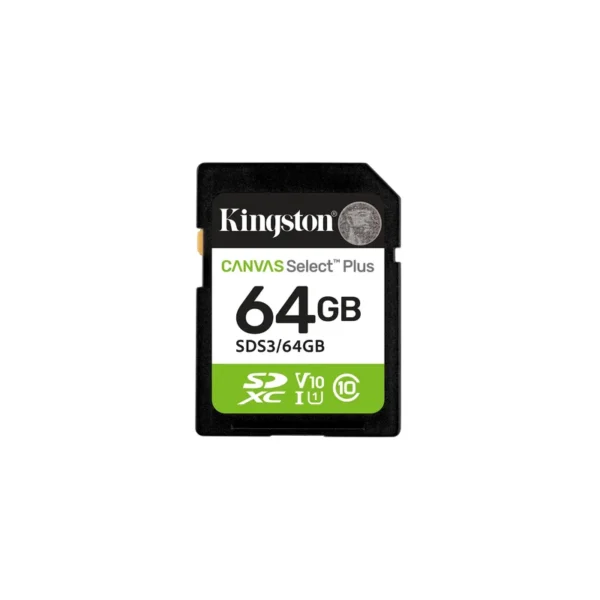 Kingston Technology 64GB SDXC Canvas Select Plus Gen3 100MB/s C10 UHS-I U1 V10