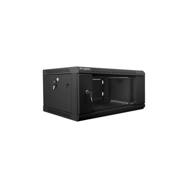 Lanberg 19'' wall-mounted installation cabinet 4U 600x450mm black (glass door)