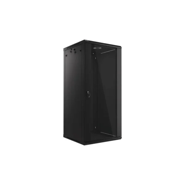 Lanberg wall-mounted installation rack cabinet 19'' 27U 600x600mm black (glass door)