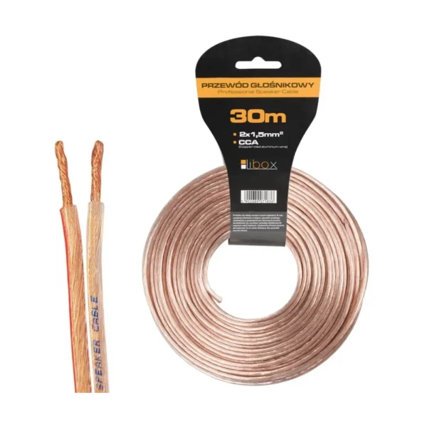 Libox Kabel głośnikowy 2x1 50mm LB0008-30 audio cable 30 m Transparent