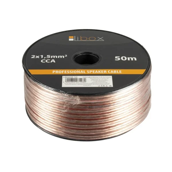 Libox Kabel głośnikowy 2x1,50mm LB0008-50 audio cable 50 m Transparent