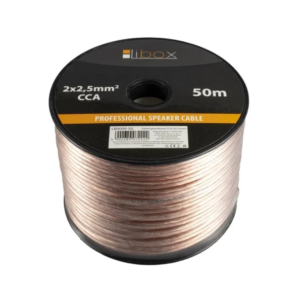 Libox Kabel głośnikowy 2x2 50mm LB0009-50 audio cable 50 m Transparent