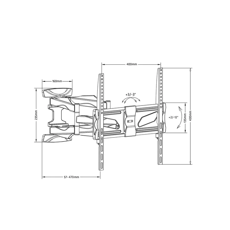 Maclean MC-781 TV mount 177.8 cm (70") Black