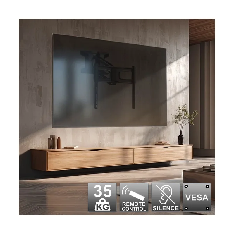 Maclean MC-891 Electric TV Wall Mount Bracket with Remote Control Height Adjustment 37'' - 70" max. VESA 600x400 up to 35kg Above Fireplace Mount Sturdy