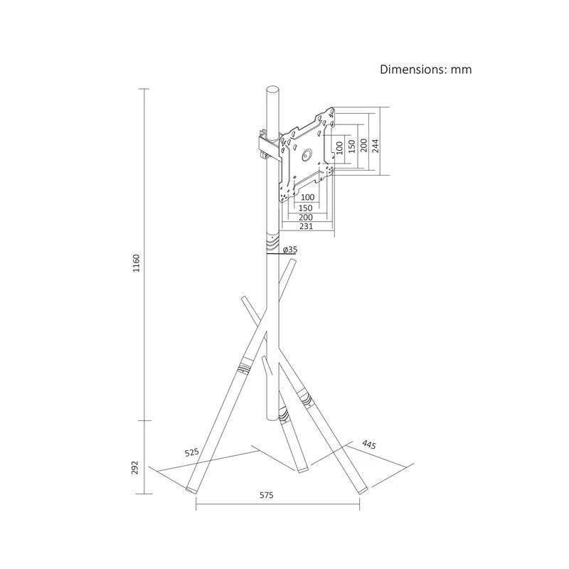 Maclean TV Floor Stand/Mount, 27–55", max. VESA 200x200, max. 60 kg, MC-181 B