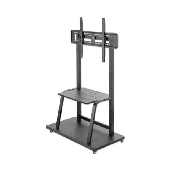 Manhattan TV & Monitor Mount, Trolley Stand, 1 screen, Screen Sizes: 37-100", Black, VESA 200x200 to 800x600mm, Max 150kg, Shelf and Base for Laptop or AV device, Height-adjustable to four levels: 862, 916, 970 and 1024mm, LFD, Lifetime Warranty