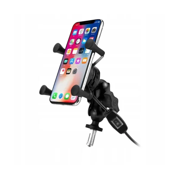 MOTORBIKE PHONE HOLDER FREEDCONN MC7W WITH INDUCTIVE CHARGER + BM2R HEAD TUBE ATTACHMENT