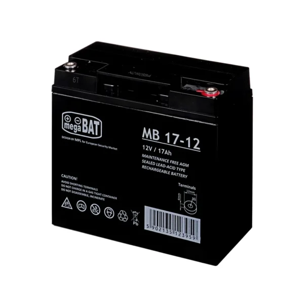 MPL megaBAT MB 17-12 UPS battery Lead-acid accumulator VRLA AGM Maintenance-free 12 V 17 Ah Black