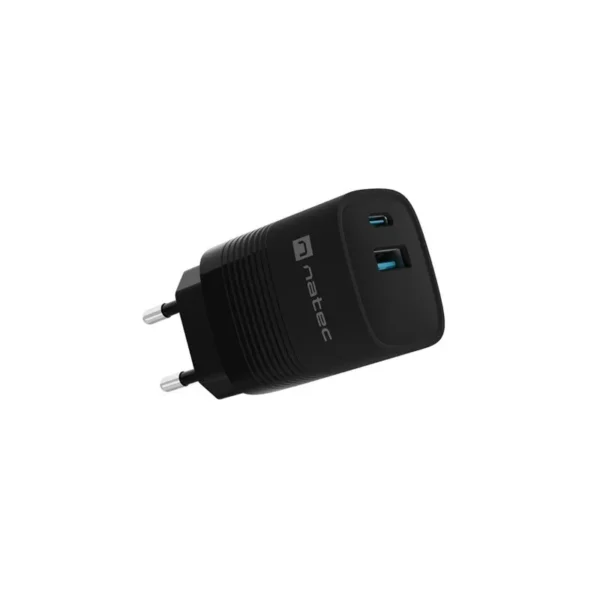 NATEC RIBERA GAN CHARGER 1X USB-A + 1X USB-C 30W BLACK