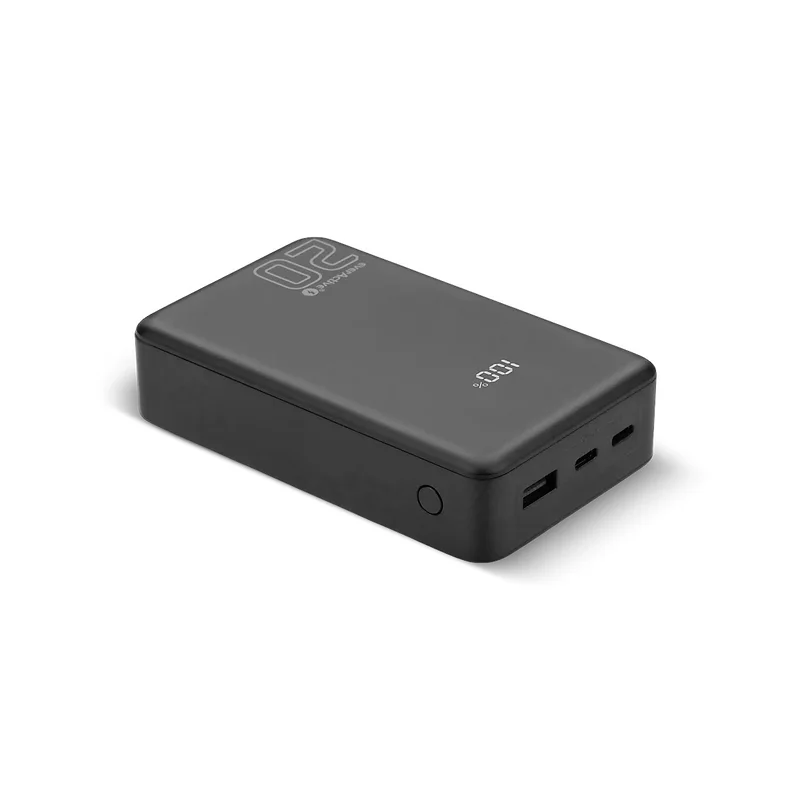 Powerbank 20 000mAh, 1x USB, 2x USB-C, 20W, QC4+, LCD screen, black