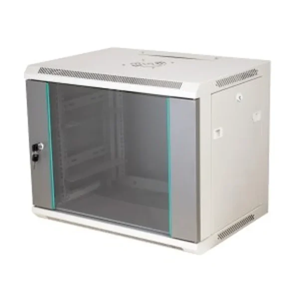 Q-LANTEC 19" 15U wall-mounted rack 600x450, glass door, grey
