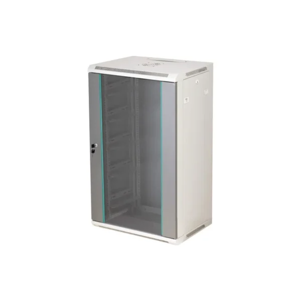 Q-LANTEC 19" 18U wall-mounted rack 600x450 glass door Grey