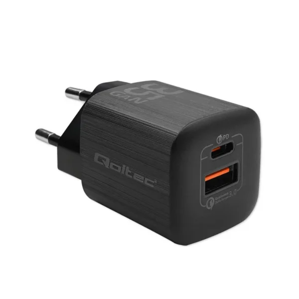 Qoltec 50764 mobile device charger Laptop, Portable gaming console, Power bank, Smartphone, Smartwatch, Tablet Black AC Fast charging Indoor