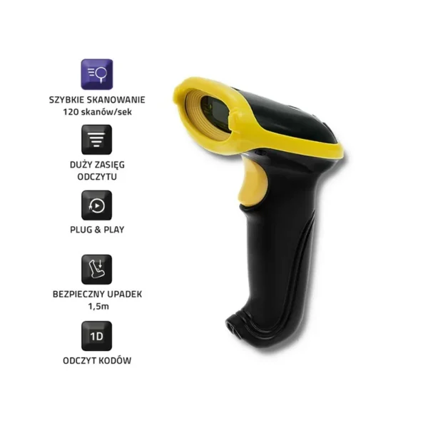 Qoltec 50862 Wireless Laser Barcode Scanner 1D | 2.4GHz