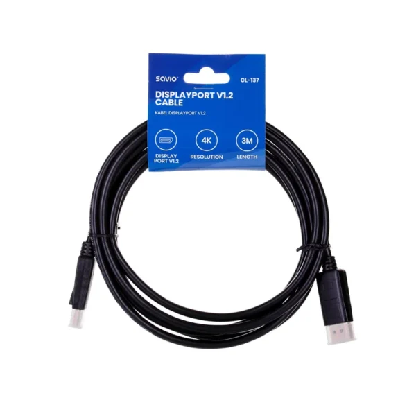 Savio CL-137 DisplayPort cable 3 m Black
