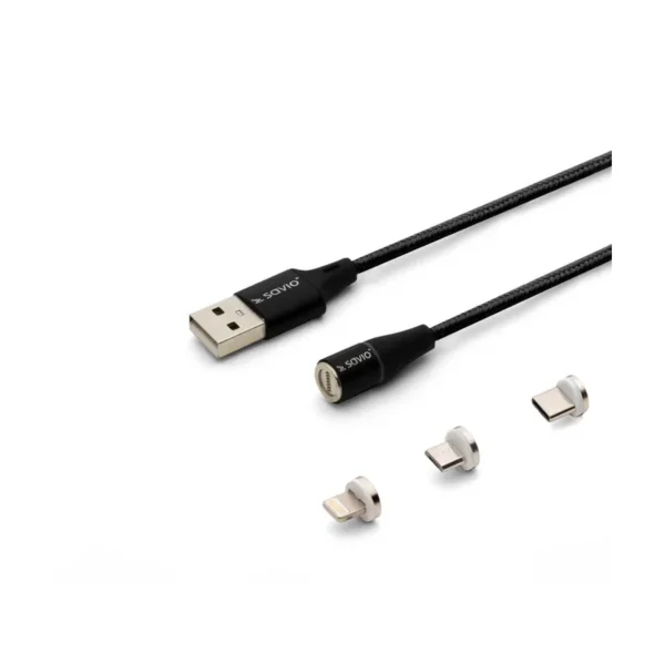 Savio CL-155 USB cable 2 m USB 2.0 USB C Micro USB A/Lightning Black
