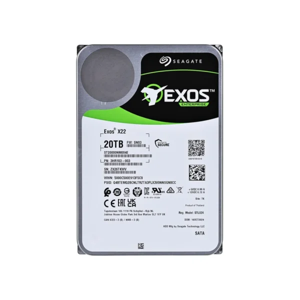 Seagate Exos X22 ST20000NM004E internal hard drive 20 TB 7200 RPM 512 MB 3.5" Serial ATA III