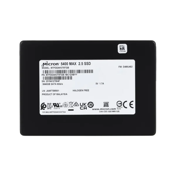 SSD Micron 5400 MAX 3.84TB SATA 2.5" MTFDDAK3T8TGB-1BC1ZABYYR (DWPD 3.4)