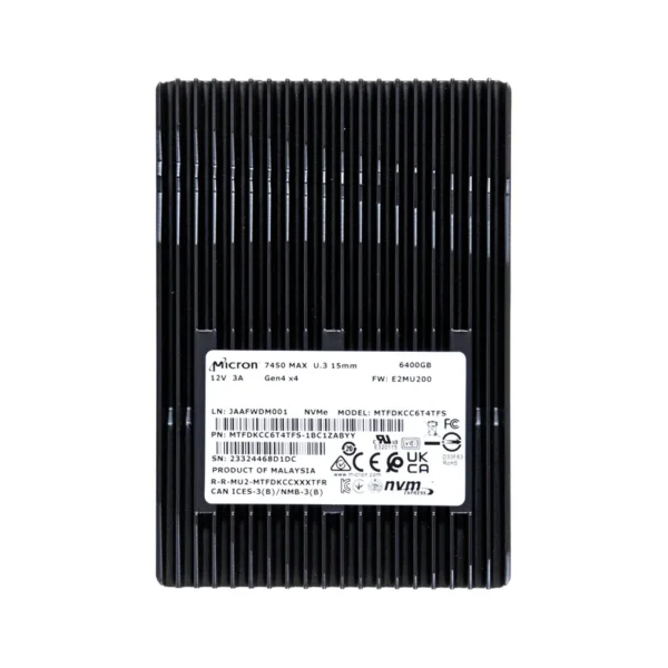 SSD Micron 7450 MAX 6.4TB U.3 (15mm) NVMe PCI 4.0 MTFDKCC6T4TFS-1BC1ZABYYR (DWPD 3)