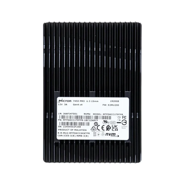 SSD Micron 7450 PRO 1.92TB U.3 (15mm) NVMe PCI 4.0 MTFDKCC1T9TFR-1BC1ZABYYR (DWPD 1)