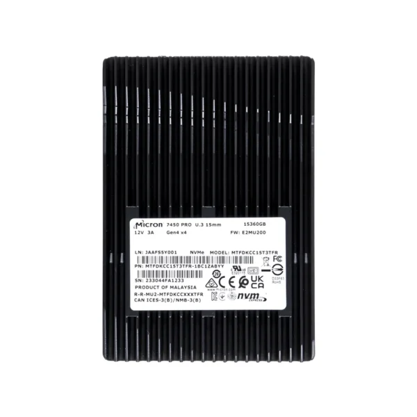 SSD Micron 7450 PRO 15.36TB U.3 (15mm) NVMe PCI 4.0 MTFDKCC15T3TFR-1BC1ZABYYR (DWPD 1)