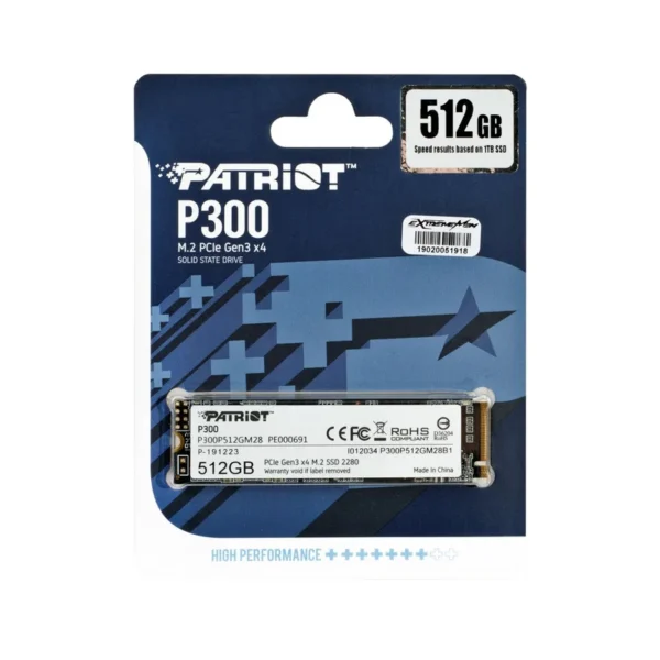 SSD PATRIOT P300 M.2 PCI-EX4 NVME 512GB