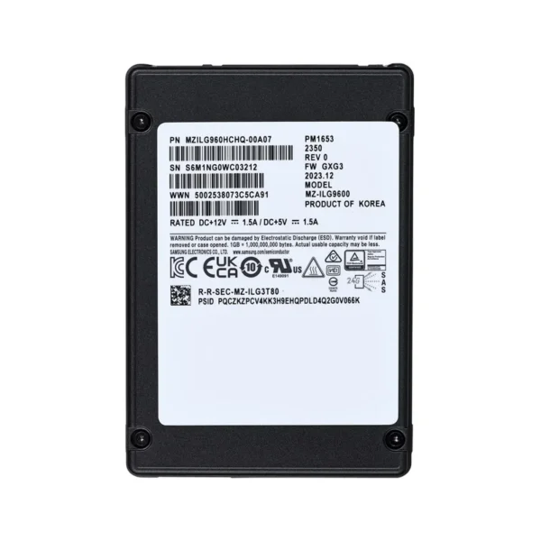 SSD Samsung PM1653 960GB 2.5" SAS 24Gb/s MZILG960HCHQ-00A07 (DWPD 1)