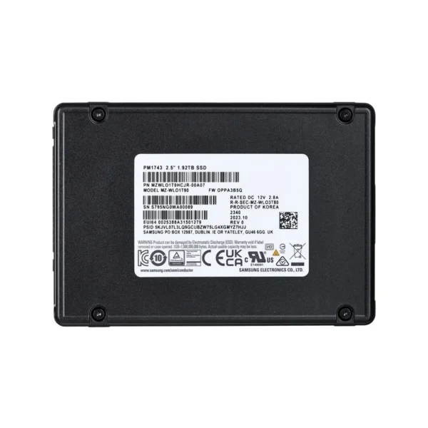 SSD Samsung PM1743 1.92TB U.2 NVMe PCIe 5.0 MZWLO1T9HCJR-00A07 (DPWD 1)