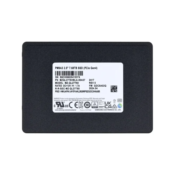 SSD Samsung PM9A3 7.68TB U.2 NVMe PCI 4.0 MZQL27T6HBLA-00A07 (DWPD 1)
