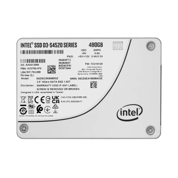 SSD Solidigm (Intel) S4520 480GB SATA 2.5" SSDSCKKB480GZ01 (DWPD up to 3)