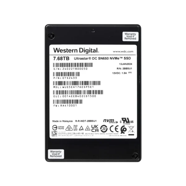 SSD Western Digital Ultrastar DC SN650 7.68TB U.3 NVMe PCIe 4.0 WUS5EA176ESP5E1 (1 DWPD) SE