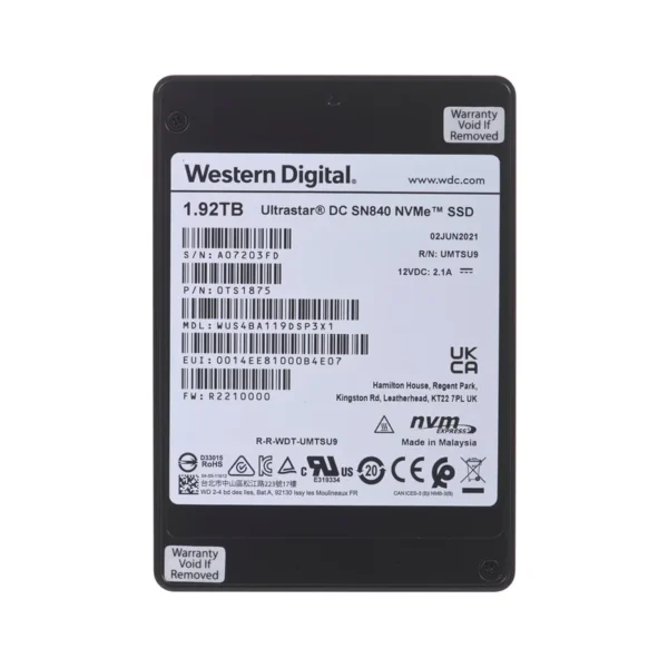 SSD Western Digital Ultrastar DC SN840 1.92TB U.2 NVMe PCIe 3.1 WUS4BA119DSP3X1 (1 DWPD) SE
