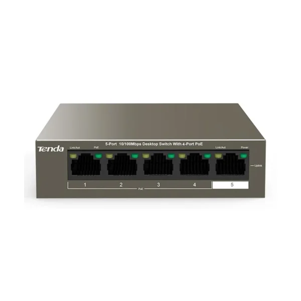 Tenda TEF1105-4-63W network switch Unmanaged Fast Ethernet (10/100) Power over Ethernet (PoE) Desktop/Wall-Mounting Grey