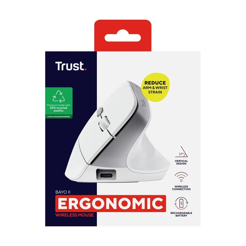 Trust Bayo II - Ergonomic Wireless Mouse (white)