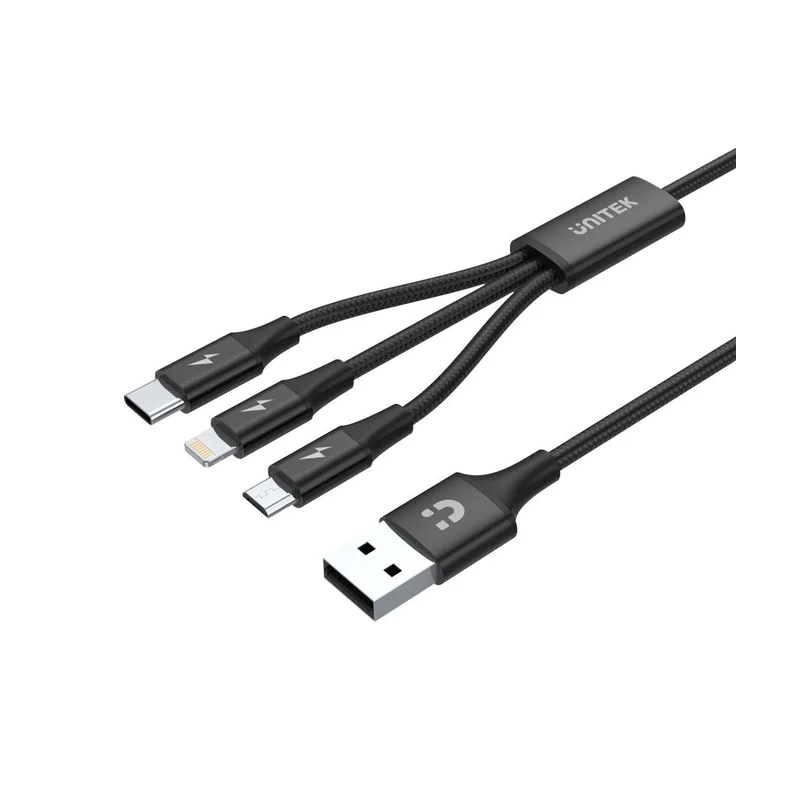 UNITEK C14049BK USB cable 1.2 m USB 2.0 USB C Micro-USB B/Lightning Black